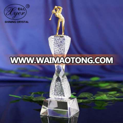 Modern crystal golf player awards trophy clear crystal awards and trophies competitions awards